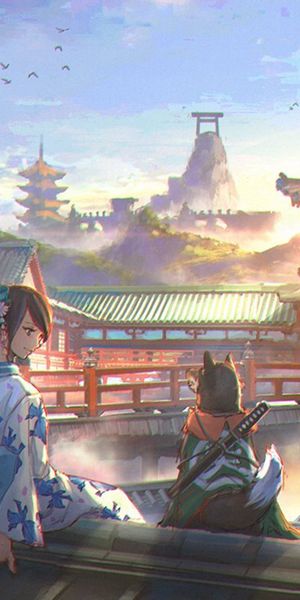 Phone wallpaper: Anime, Dog, Girl free download