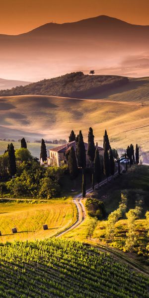 Beautiful landscape wallpaper featuring rolling hills and a serene sunset