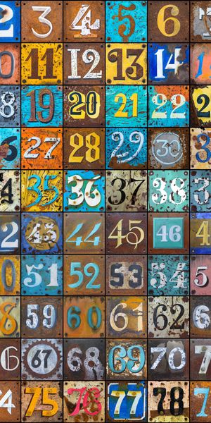 Colorful Vintage Number Tiles Wallpaper