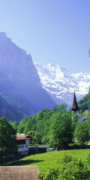 Phone wallpaper: Town, Mountains, Mountain, Earth free download