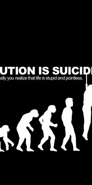 Dark Emo Evolution Wallpaper with Provocative Message