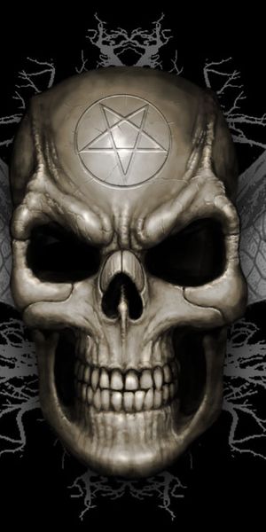 Free iPhone Wallpaper Featuring a Dark Skull with Wings and Intricate Details