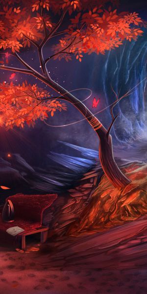 Enchanting Fantasy Landscape with Snow Leopard and Butterflies