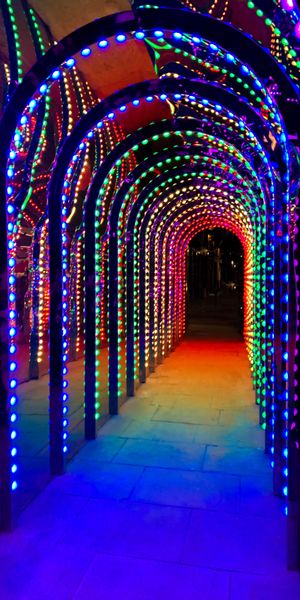 Phone wallpaper: Miscellaneous, Arch, Multicolored, Motley, Lights, Miscellanea, Glow free download