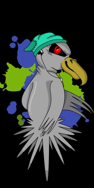 Evil Bird Vector Art with Headphones - Perfect for Phone Wallpaper