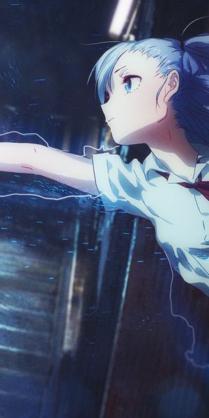 Anime Girl Reaching for Lightning: A Captivating Phone Wallpaper
