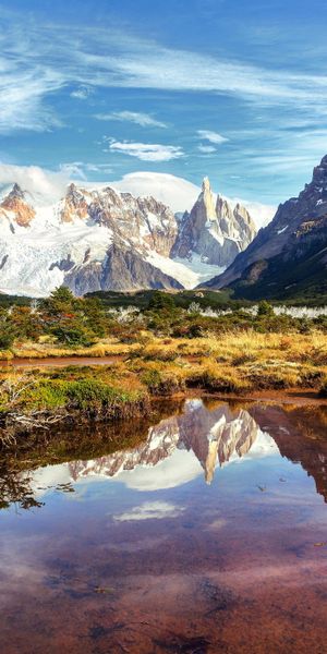 Phone wallpaper: Landscape, Nature, Mountains, Mountain, Lake, Reflection, Earth, Argentina, Patagon