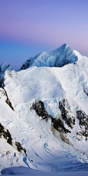 Phone wallpaper: Scenic, Snow, Mountains, Winter, Mountain, Earth, Sky, Sunset free download