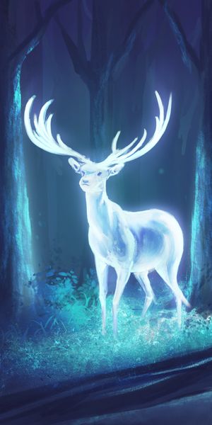 Enchanted Forest Deer Illuminated in Night
