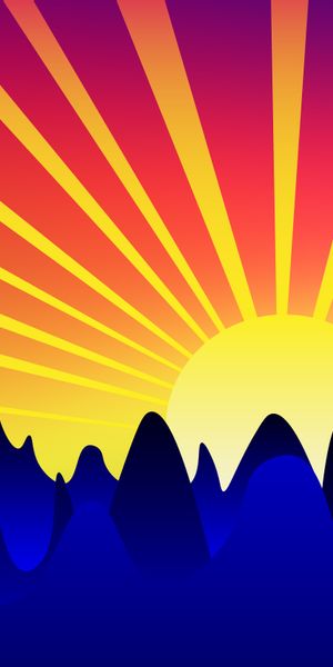 Phone wallpaper: Rise, Mountains, Art, Sunrise, Vector free download
