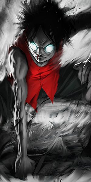 Beautiful Monkey D. Luffy with Glowing Eyes Wallpaper from One Piece