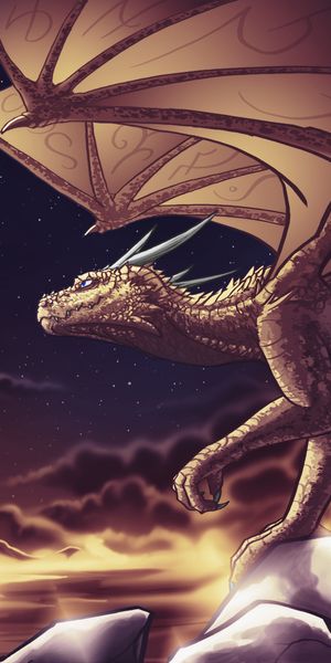 Phone wallpaper: Clouds, Mountains, Sky, Night, Art, Dragon free download