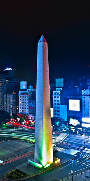 Vibrant Night View of Buenos Aires' Iconic Obelisk