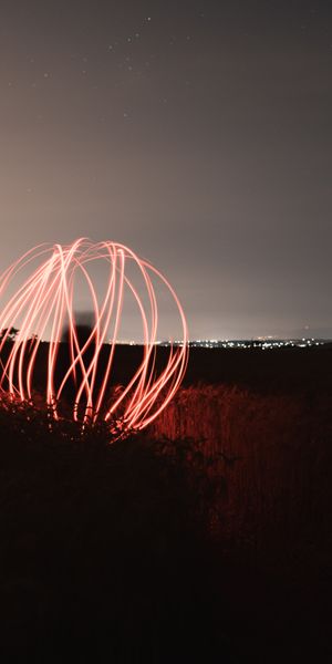 Phone wallpaper: Night, Traffic, Movement, Long Exposure, Ball, Shine, Light, Lines, Dark free downl