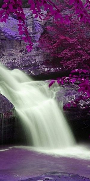 Phone wallpaper: Landscape, Fantasy, Waterfall free download