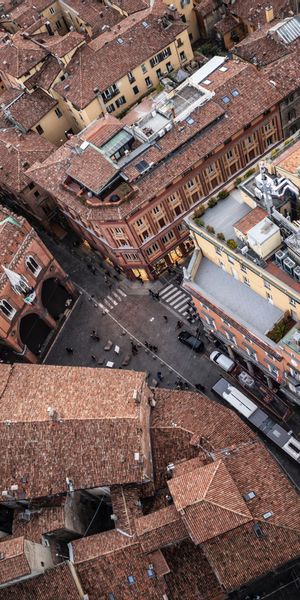 Phone wallpaper: Roofs, Roof, Cities, City, View From Above, Street free download