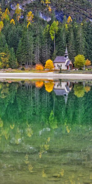 Phone wallpaper: Trees, Reflection, Lock, Nature, Autumn free download