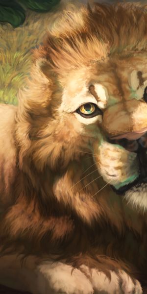 Phone wallpaper: Muzzle, Predator, King Of The Beasts, King Of Beasts, Picture, Lion, Art, Drawing f