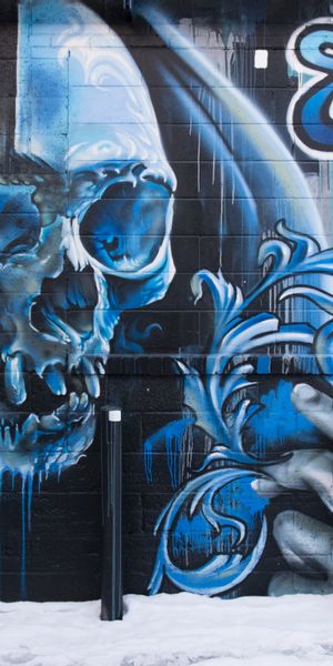 Phone wallpaper: Street Art, Wall, Art, Graffiti, Skull free download