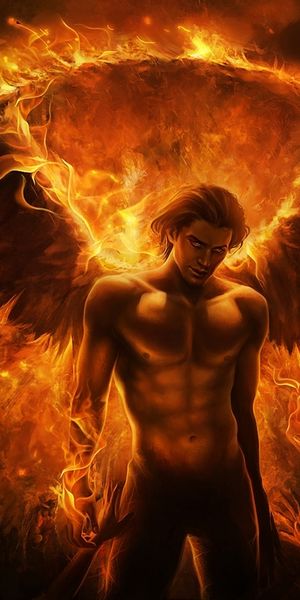 Cool Fiery Warrior Angel with Wings - Dark Fantasy Wallpaper