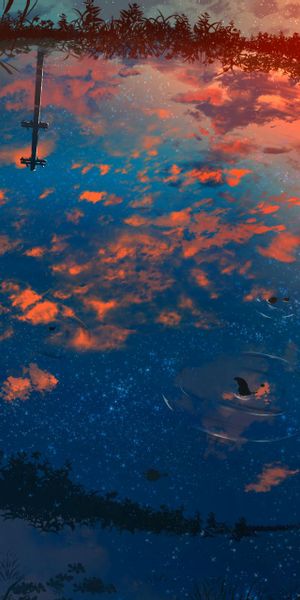 Phone wallpaper: Anime, Water, Sky, Puddle free download