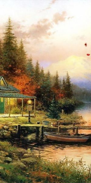 Phone wallpaper: Rivers, Landscape, Water, Houses, Art free download