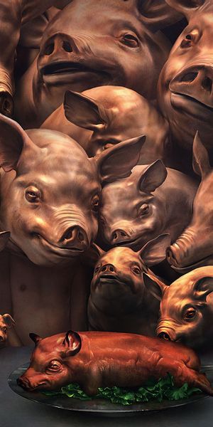 Phone wallpaper: Dark, Artistic, Evil, Pig free download