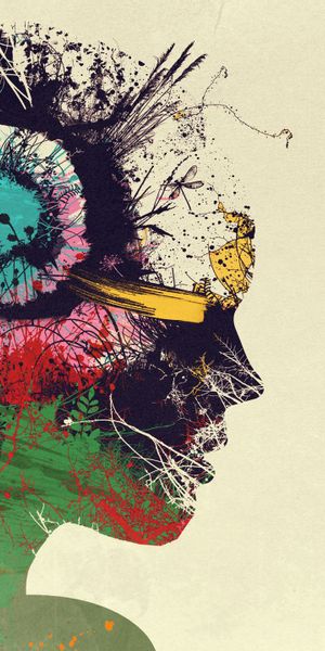 Colorful Artistic Expression of a Girl's Thoughts