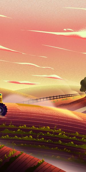 Charming agricultural scene with a tractor, perfect for phone background