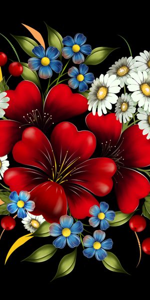 Beautiful floral bouquet mobile wallpaper featuring vivid flowers and colors