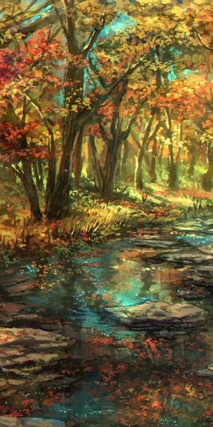 Enchanting Autumn Forest River Scene - Perfect iPhone Background