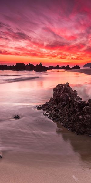 Phone wallpaper: Sunset, Sky, Beach, Earth, Purple free download