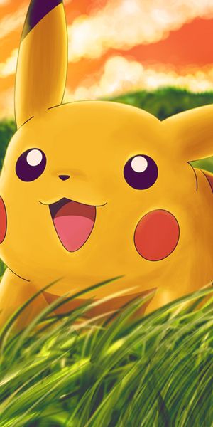 Cute Pikachu Enjoying the Grass at Sunset