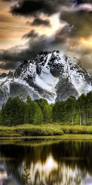 Phone wallpaper: Landscape, Nature, Water, Snow, Mountain, Lake, Reflection, Tree, Earth, Scenic fre