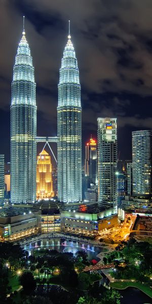 Breathtaking Nightscape of Petronas Towers in Kuala Lumpur