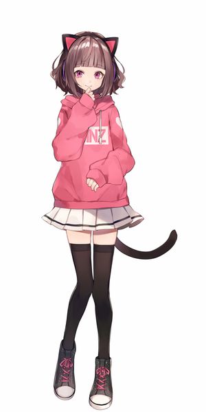 Charming Anime Girl in Pink Hoodie - 4K Mobile Wallpaper for Fans