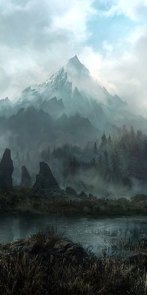 Breathtaking Skyrim iPhone Wallpaper: Majestic Mountains and Dragons