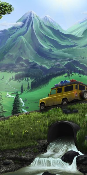 Jeep Adventure on Mountain Slopes - Stunning Phone Wallpaper