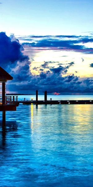 Breathtaking Tropical Sunset Over Maldives Water