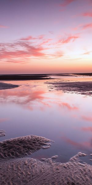 Phone wallpaper: Landscape, Sunset, Beach, Sand, Reflection, Earth free download