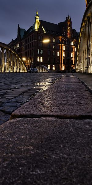 Phone wallpaper: Cities, Night, Bridge, Germany, Hamburg, Man Made free download