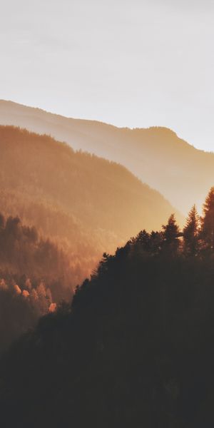 Breathtaking Sunset Over Lush Forested Hills