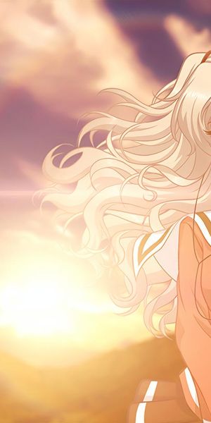 Beautiful Charlotte anime wallpaper of Nao Tomori with sunset backdrop
