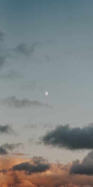 Phone wallpaper: Clouds, Nature, Sky, Sunset, Moon free download