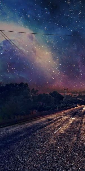 Captivating 4K Phone Wallpaper: A Road Under a Starry Sky