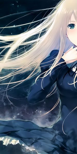 Phone wallpaper: Anime, Butterfly, Girl, Blonde, Long Hair free download