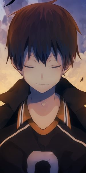 Phone wallpaper: Anime, Sunset, Feather, Cloud, Black Hair, Haikyu!!, Tobio Kageyama free download