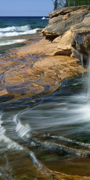 Phone wallpaper: Beach, Water, Waterfall, Waterfalls, Earth free download