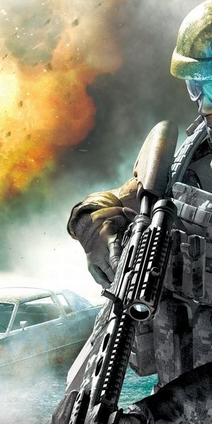 High-Quality Phone Wallpaper: Intense Gaming Scene with Soldier and Explosion