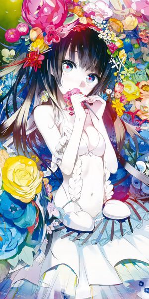 Phone wallpaper: Anime, Flower, Colors, Girl free download